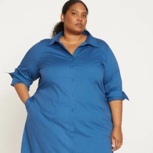 Universal Standard Long Sleeve Midi Shirt Dress/Blue
